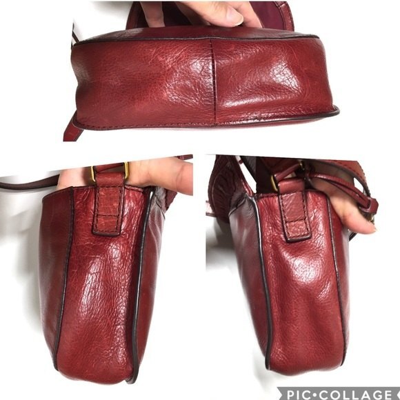 Fossil Emi Saddle Crossbody Leather Bag in Maroon - Picture 16 of 16